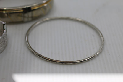Set of 3 Vintage Silver Engraved Multi Band Hinged Bangle