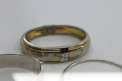 Set of 3 Vintage Silver Engraved Multi Band Hinged Bangle