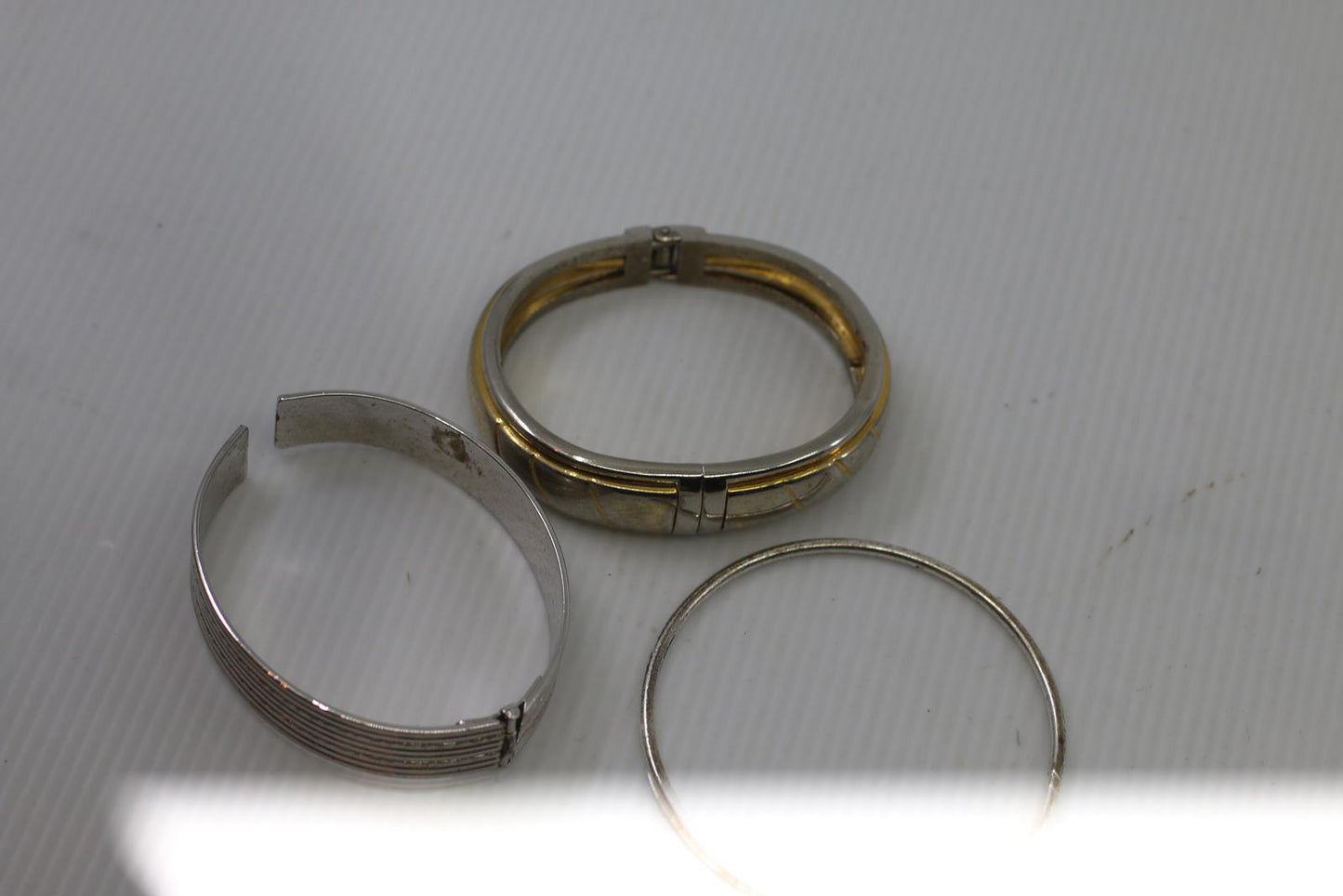 Set of 3 Vintage Silver Engraved Multi Band Hinged Bangle