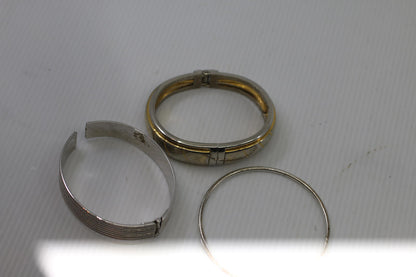 Set of 3 Vintage Silver Engraved Multi Band Hinged Bangle