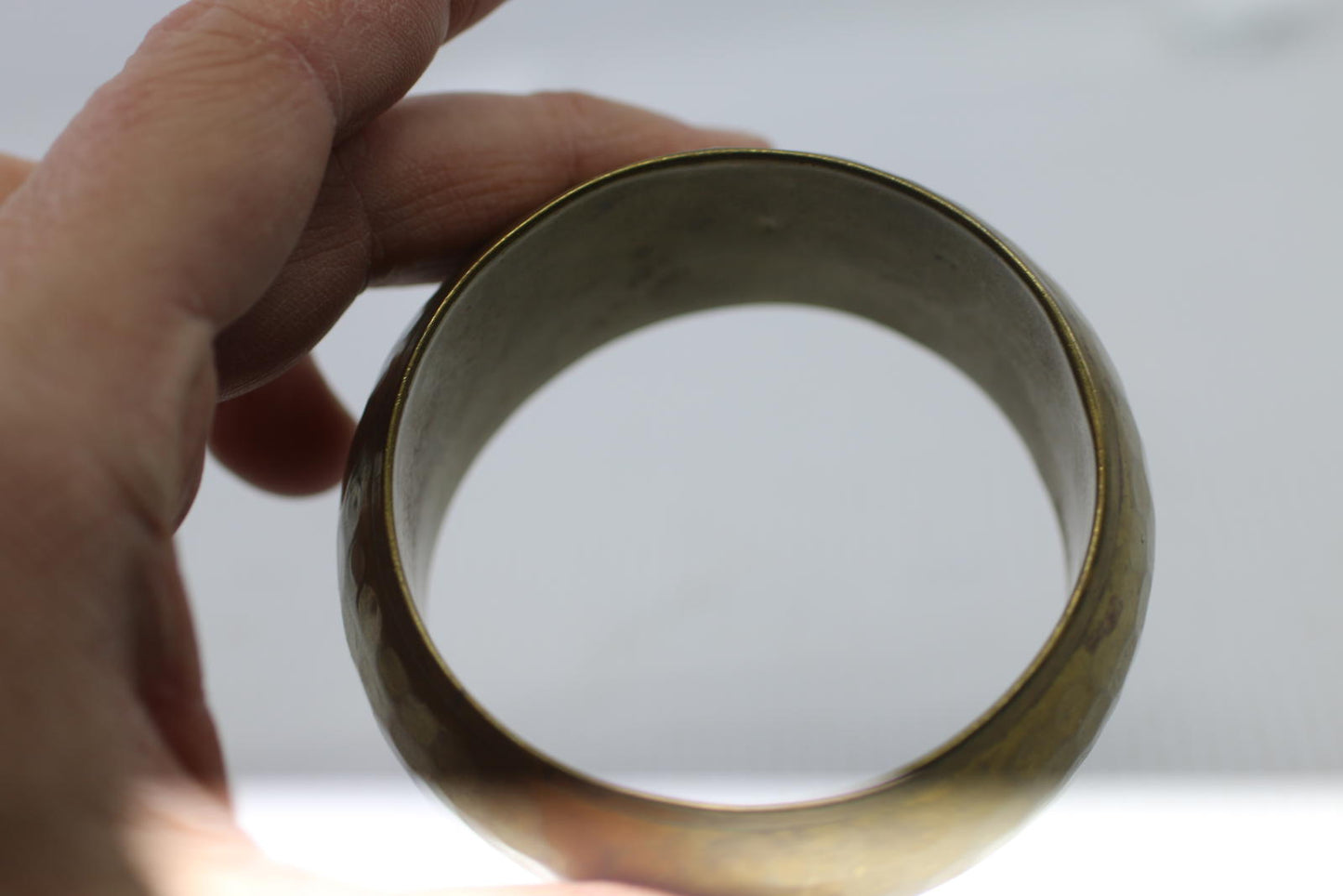 Vintage Wide Hammered Brass Bangle Bracelet Boho Jewelwey