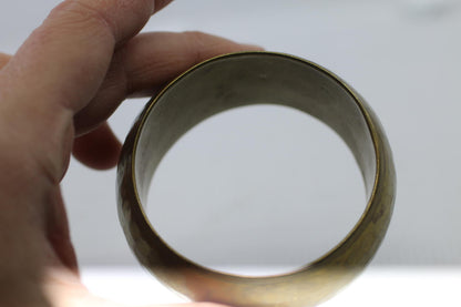 Vintage Wide Hammered Brass Bangle Bracelet Boho Jewelwey