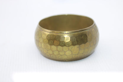 Vintage Wide Hammered Brass Bangle Bracelet Boho Jewelwey