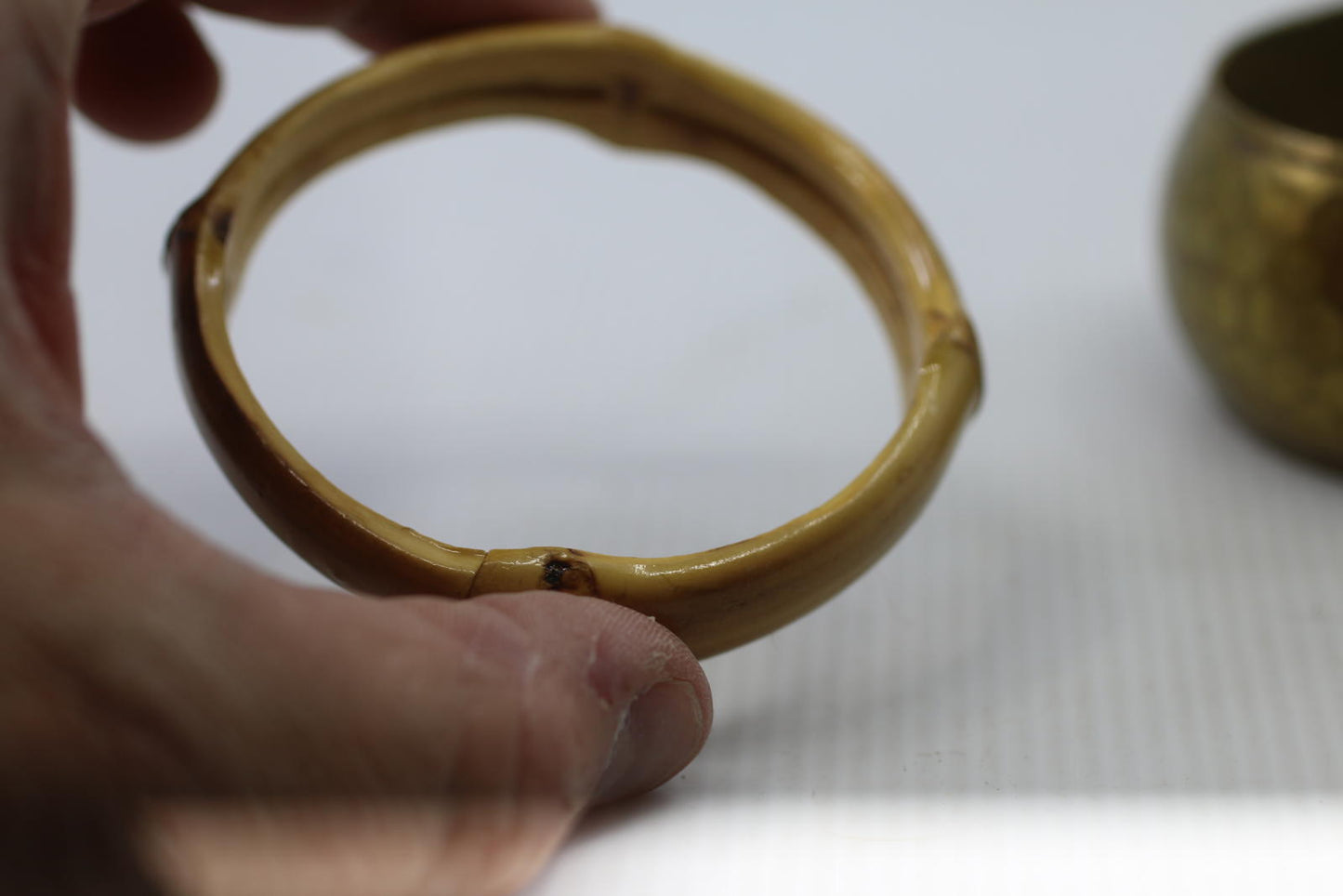 Vintage Faux Bamboo Bangle Bracelet 70s Boho Jewelery
