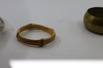 Vintage Faux Bamboo Bangle Bracelet 70s Boho Jewelery