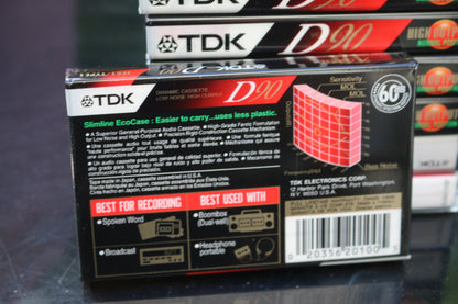 NEW Lot of 8 TDK D90 High Output Blank Audio Cassette Tapes IECI TYPE I SEALED