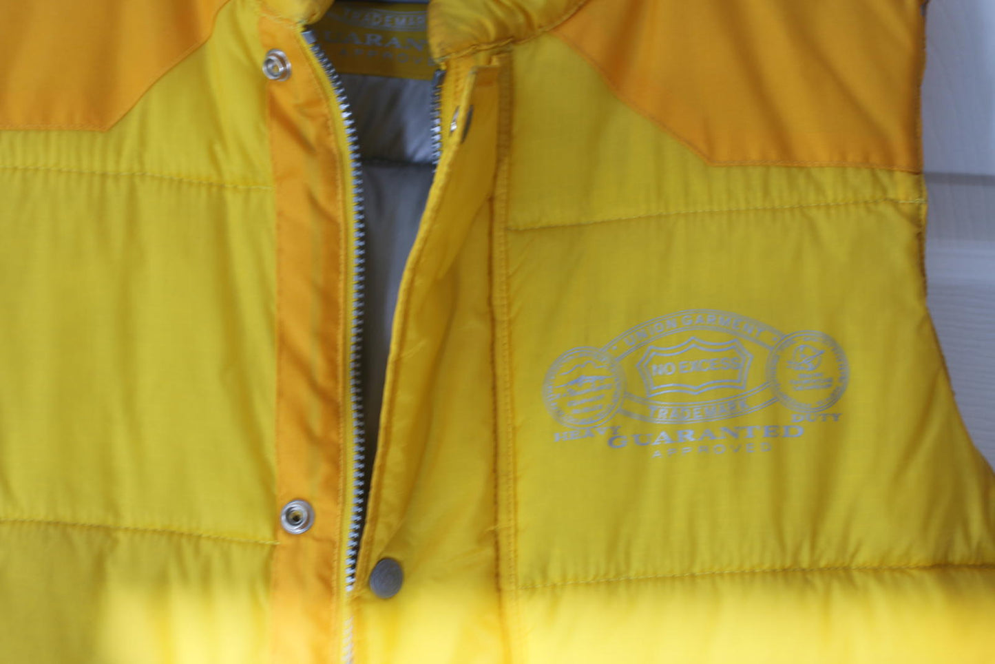 No Excess Yellow Puffer Vest Union Garment Vintage 90s Mens