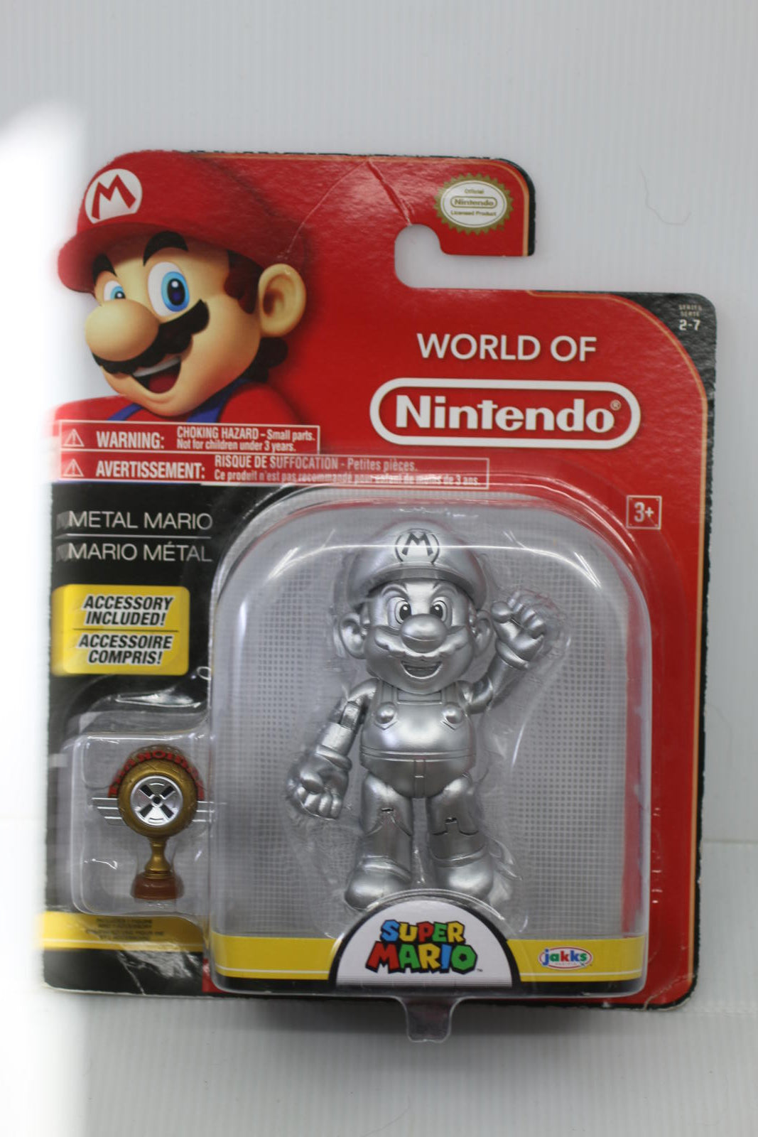 Super Mario Bros. Metal Mario with Trophy Jakks Nintendo 4" Action Figure RARE
