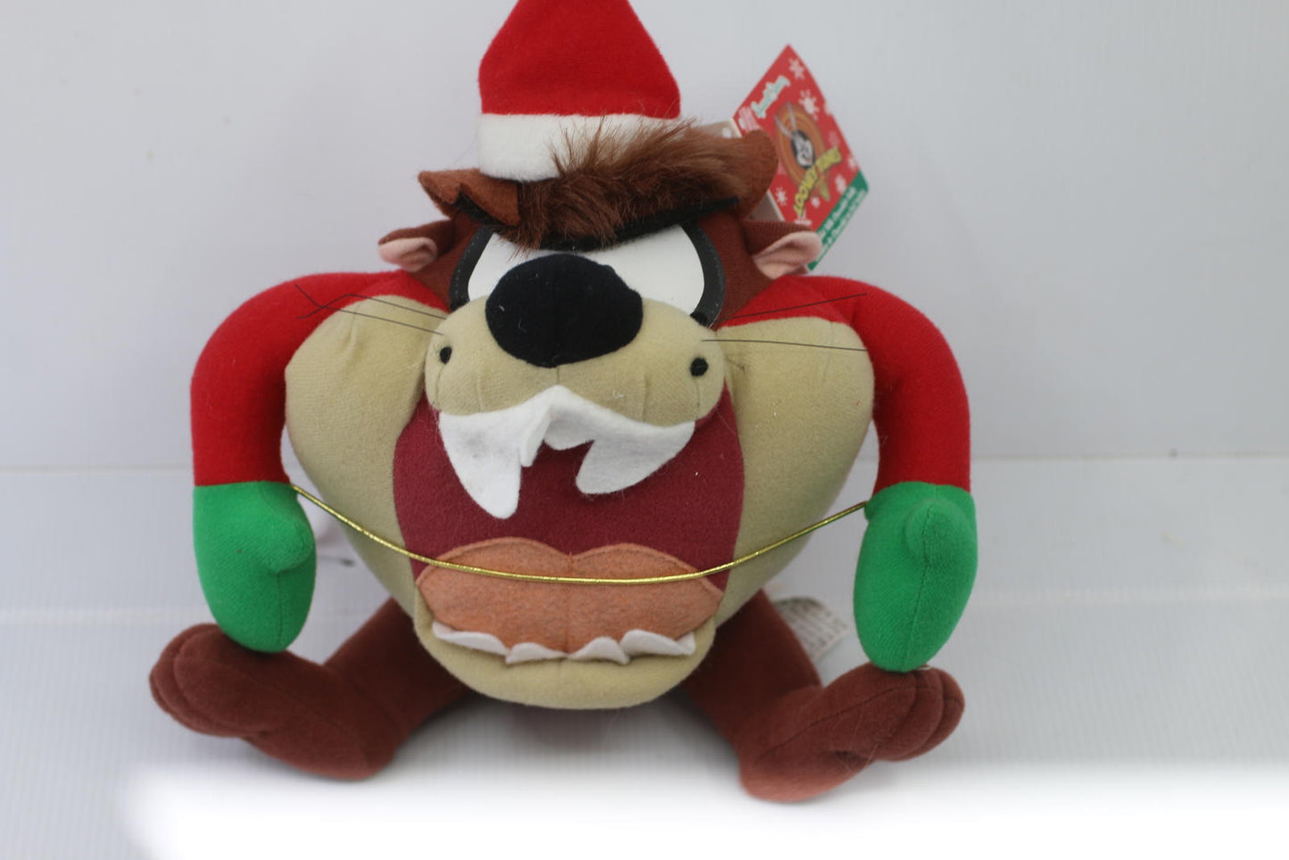 Christmas Tasmanian Devil Plush 9" Stuffed Animal Looney Tunes Santa Hat w/ tag