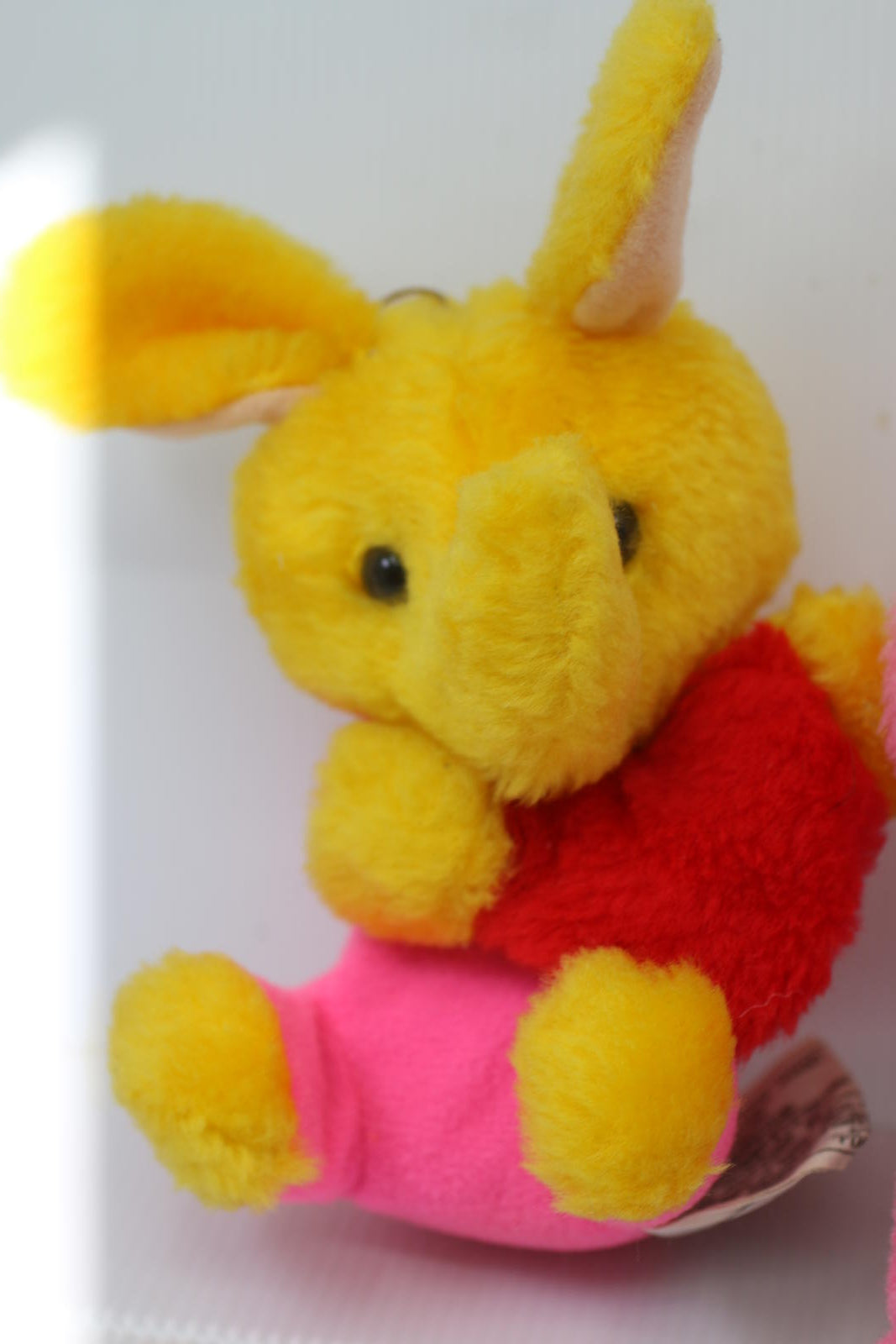 Vintage Pink Teddy Bear rabbit Plush Ornament 90s Neon Stuffed Toy