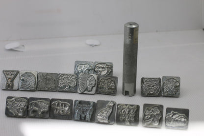 Set of Vintage Metal Craftool Co USA Leather Stamp Lot 1986 Wildlife Set animals