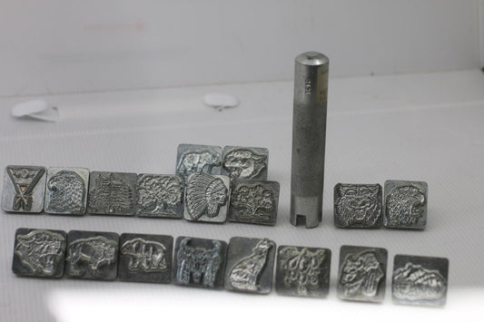 Set of Vintage Metal Craftool Co USA Leather Stamp Lot 1986 Wildlife Set animals