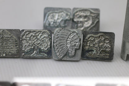 Set of Vintage Metal Craftool Co USA Leather Stamp Lot 1986 Wildlife Set animals