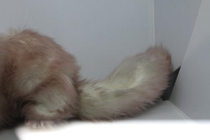 Vintage RUSS Berrie Plush Cat 6909 Pink White Long Fur Green Eyes