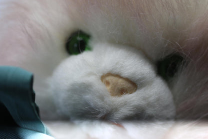 Vintage RUSS Berrie Plush Cat 6909 Pink White Long Fur Green Eyes