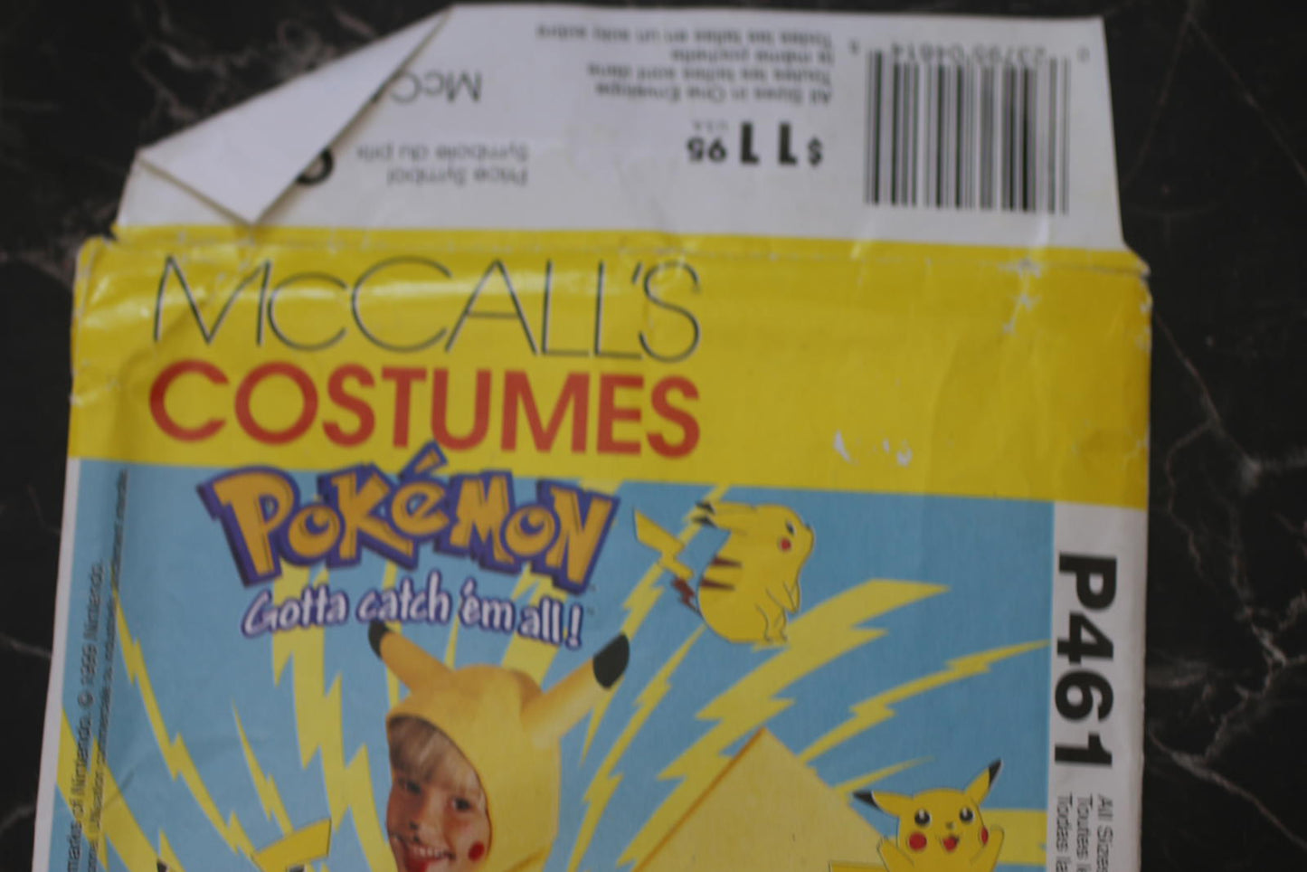 McCall's Pokemon Pikachu Costume Pattern P461 uncut