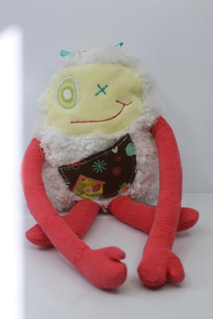 Plush Stuffed Toy with Long Red Limbs and Smiling Face Les Monstres à Câlins