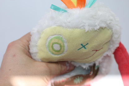 Plush Stuffed Toy with Long Red Limbs and Smiling Face Les Monstres à Câlins