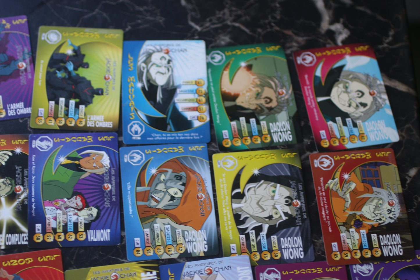 2003 Jackie Chan Adventures Cards - Bundle Cartes en FRANCAIS VARIANT Rare!