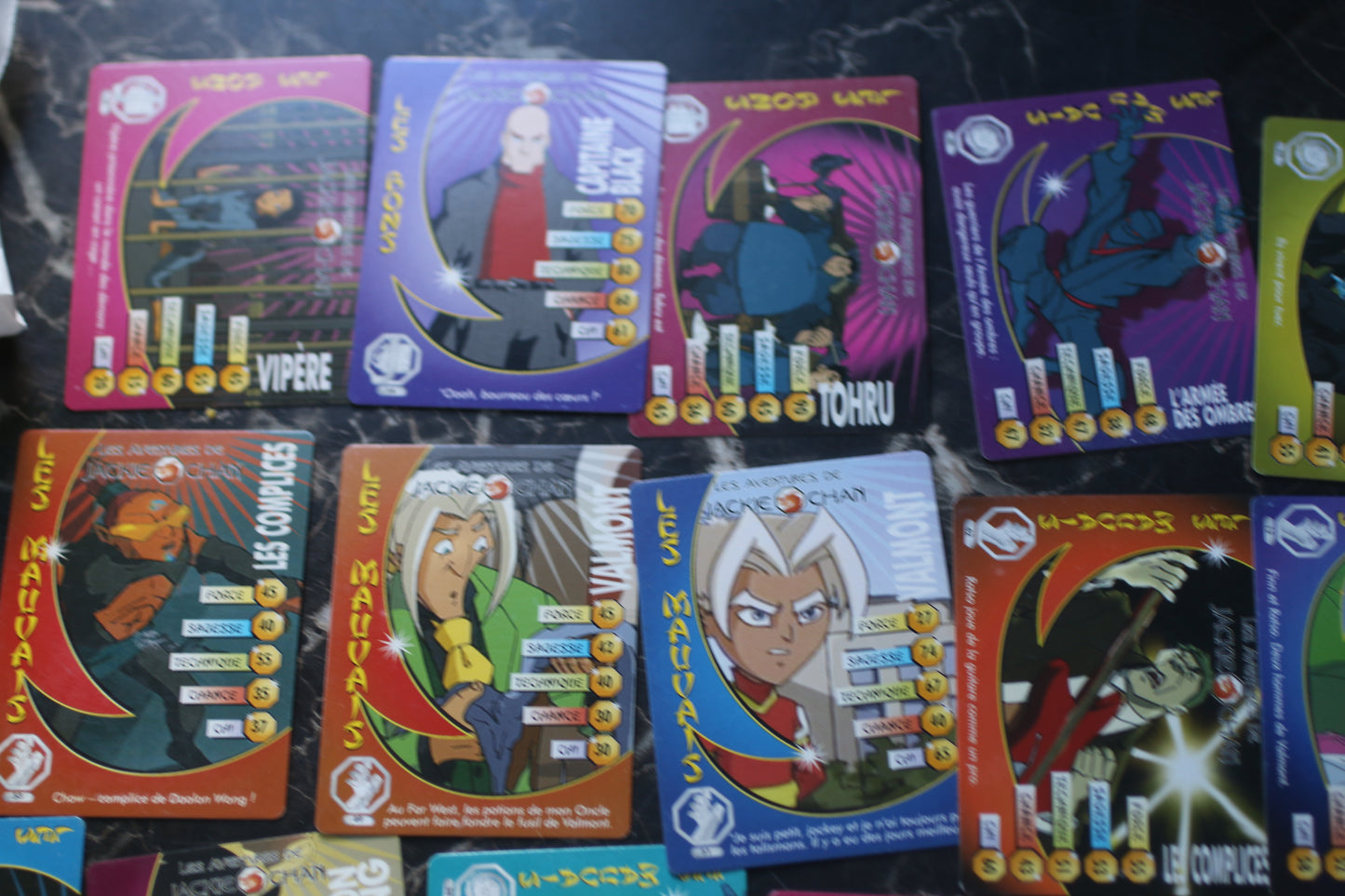 2003 Jackie Chan Adventures Cards - Bundle Cartes en FRANCAIS VARIANT Rare!