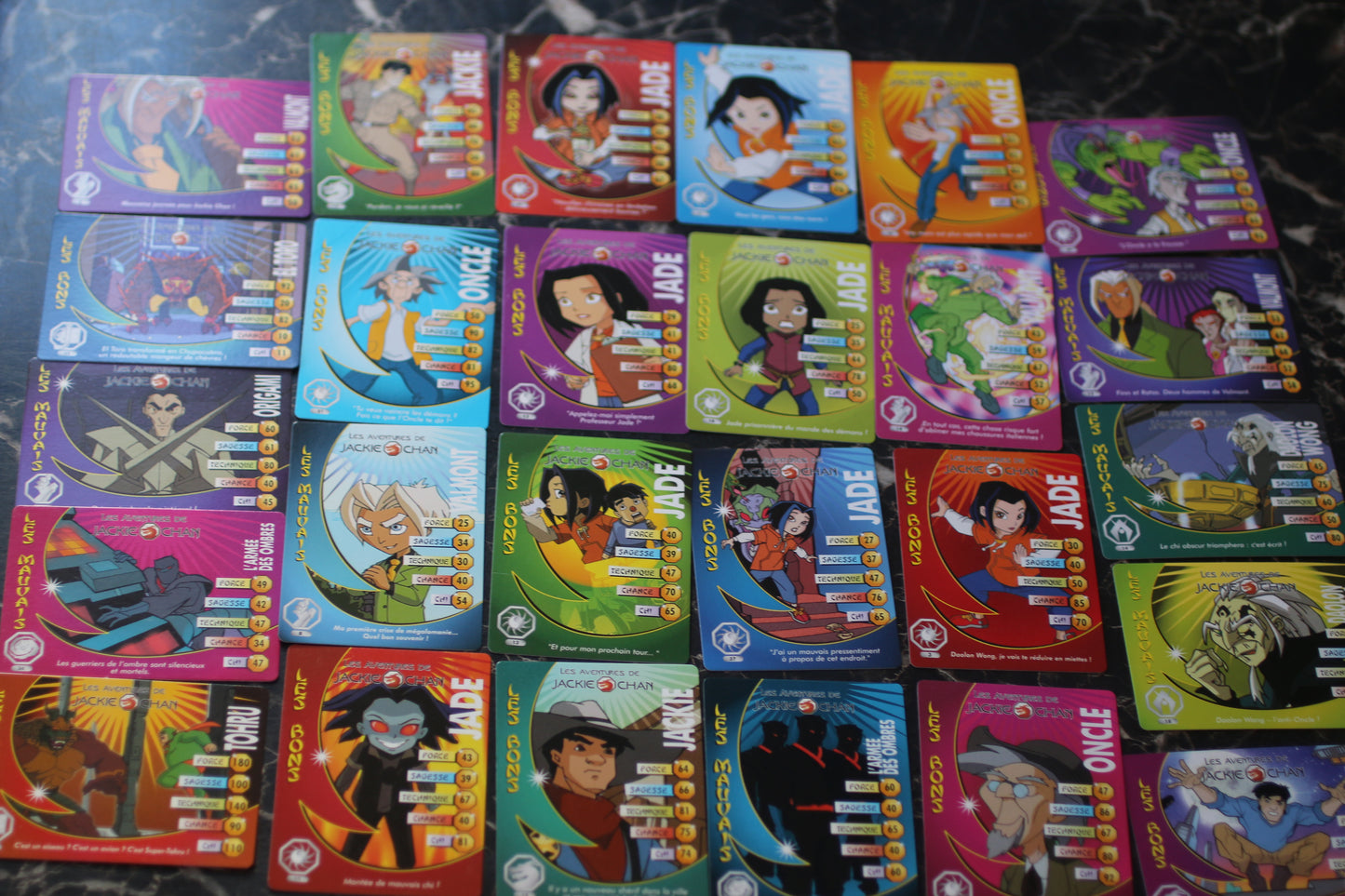 2003 Jackie Chan Adventures Cards - Bundle Cartes en FRANCAIS VARIANT Rare!