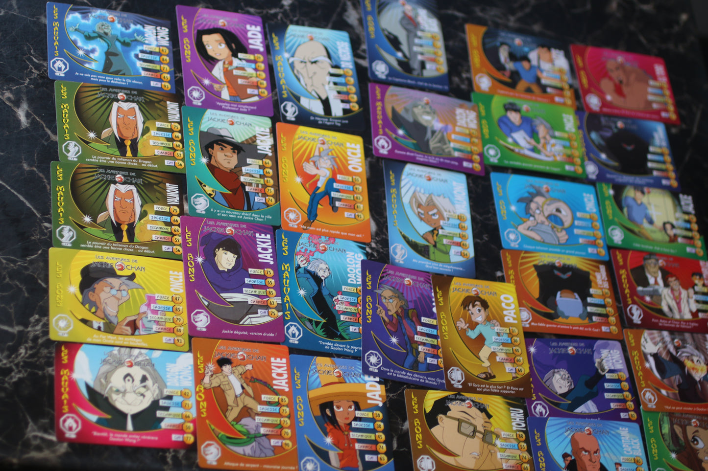 2003 Jackie Chan Adventures Cards - Bundle Cartes en FRANCAIS VARIANT Rare!