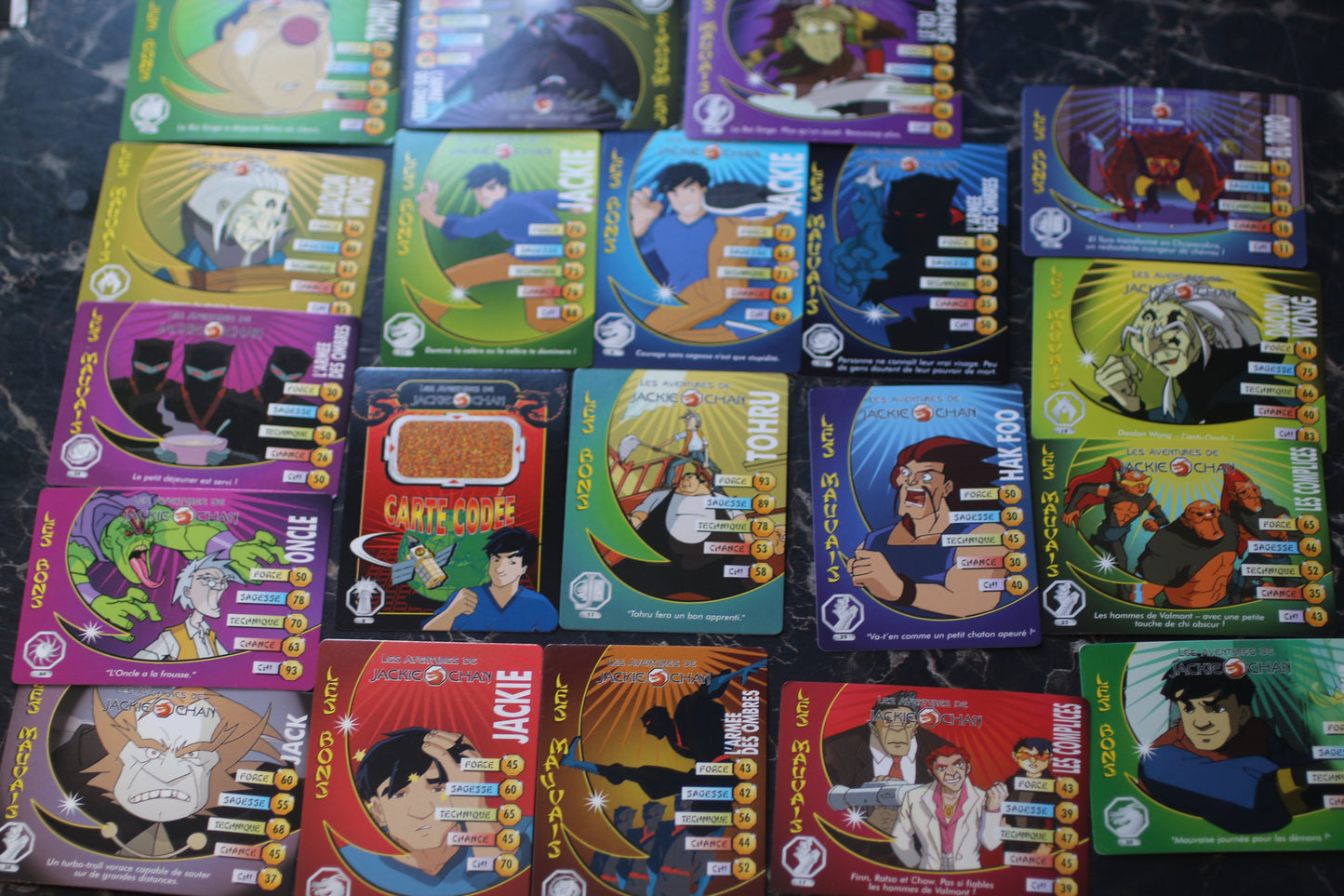 2003 Jackie Chan Adventures Cards - Bundle Cartes en FRANCAIS VARIANT Rare!