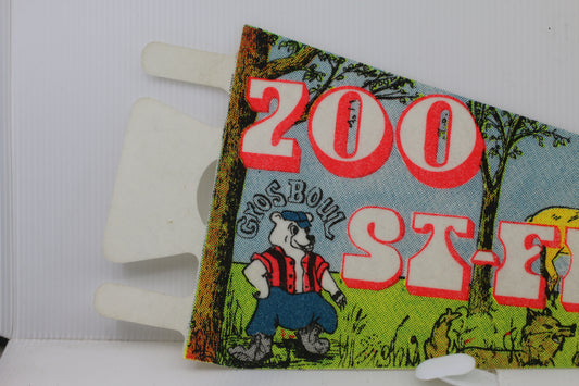 Gros Boul ZOO St- Felicien 1990s Original Full Size Pennant rare Style QC
