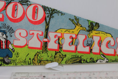 VINTAGE Gros Boul ZOO ST-Félicien SOUVENIR FELT PENNANT FLAG #2