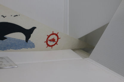 VINTAGE ILSE-AUX-COUDRES SOUVENIR FELT PENNANT FLAG VTG #2