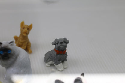 Miniature Dog Cat Figurine Lot Pet Playset Accessories Food Bowls set toys