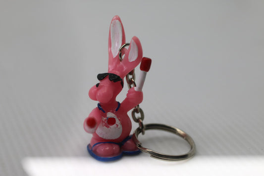 Vintage ENERGIZER Promo Keyring PINK BUNNY Keychain Ancien Porte-Clé LAPIN ROSE
