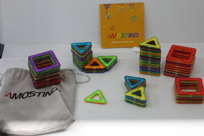 AMOSTING Colorful Building Tiles Set Squares & Triangles w/ Bag / Instruction