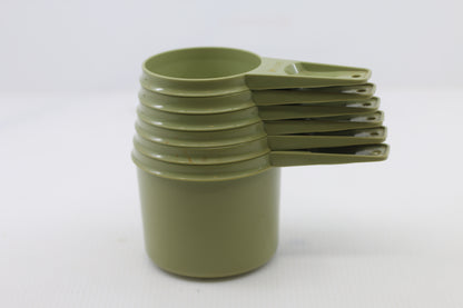 Vintage Tupperware Set Of 6 Pea Green Stacking Measuring Cups Complete