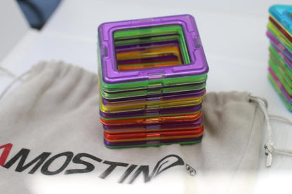AMOSTING Colorful Building Tiles Set Squares & Triangles w/ Bag / Instruction