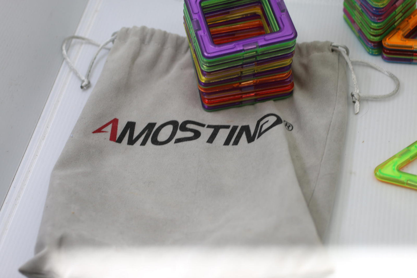 AMOSTING Colorful Building Tiles Set Squares & Triangles w/ Bag / Instruction