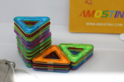 AMOSTING Colorful Building Tiles Set Squares & Triangles w/ Bag / Instruction