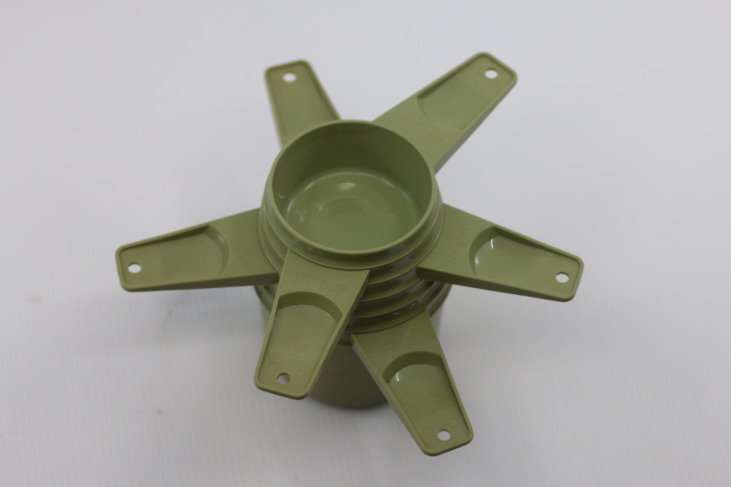 Vintage Tupperware Set Of 6 Pea Green Stacking Measuring Cups Complete