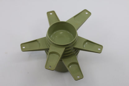 Vintage Tupperware Set Of 6 Pea Green Stacking Measuring Cups Complete