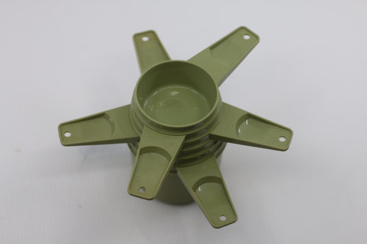 Vintage Tupperware Set Of 6 Pea Green Stacking Measuring Cups Complete
