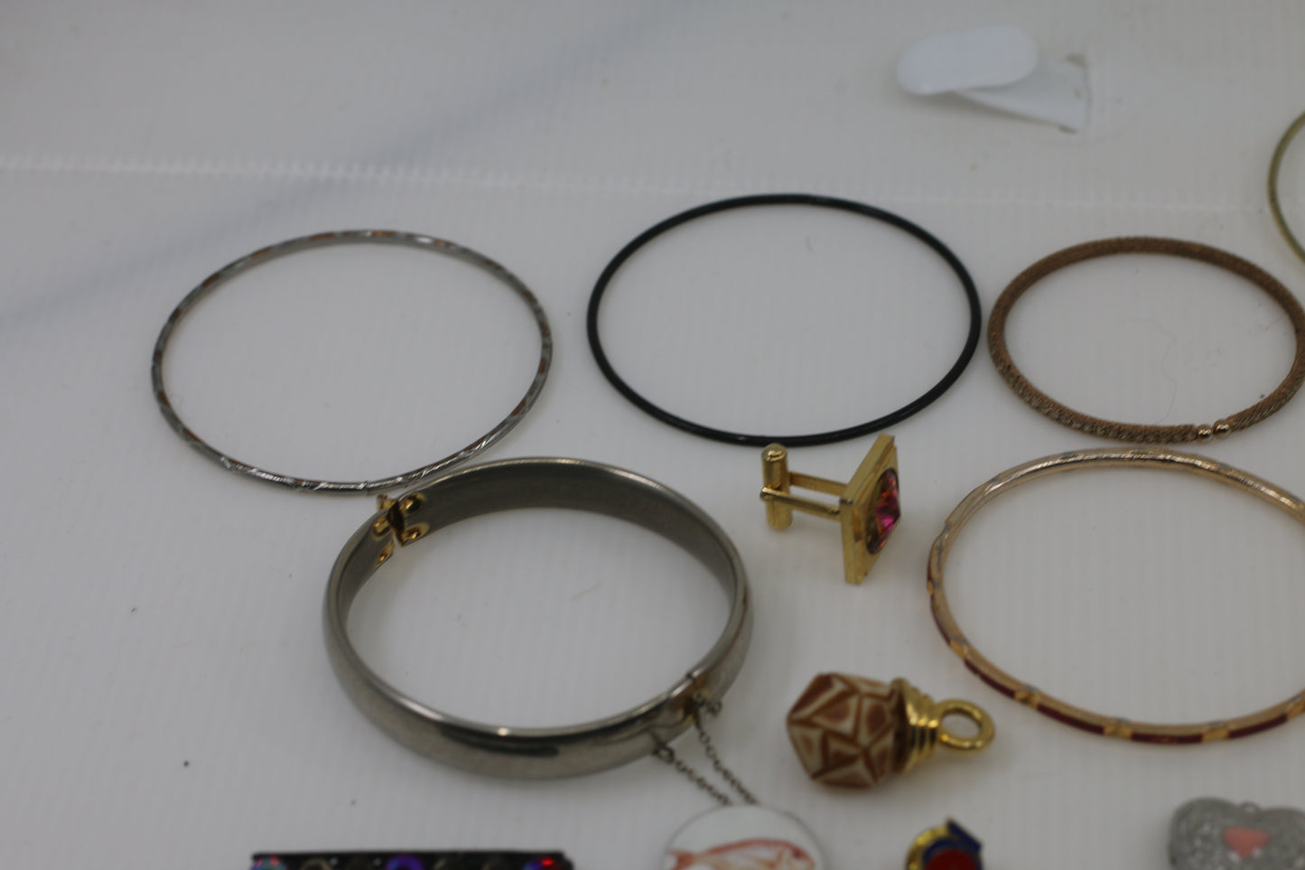 Large Vintage Costume Jewelry Lot – Bangles, Bracelets, Pendants, Charms & Necklace – Mixed Metals