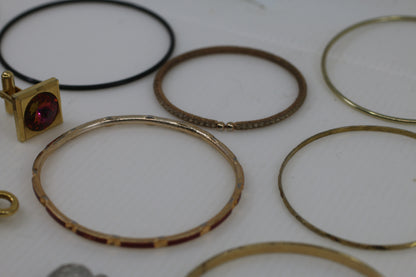 Large Vintage Costume Jewelry Lot – Bangles, Bracelets, Pendants, Charms & Necklace – Mixed Metals