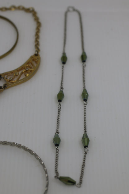 Large Vintage Costume Jewelry Lot – Bangles, Bracelets, Pendants, Charms & Necklace – Mixed Metals