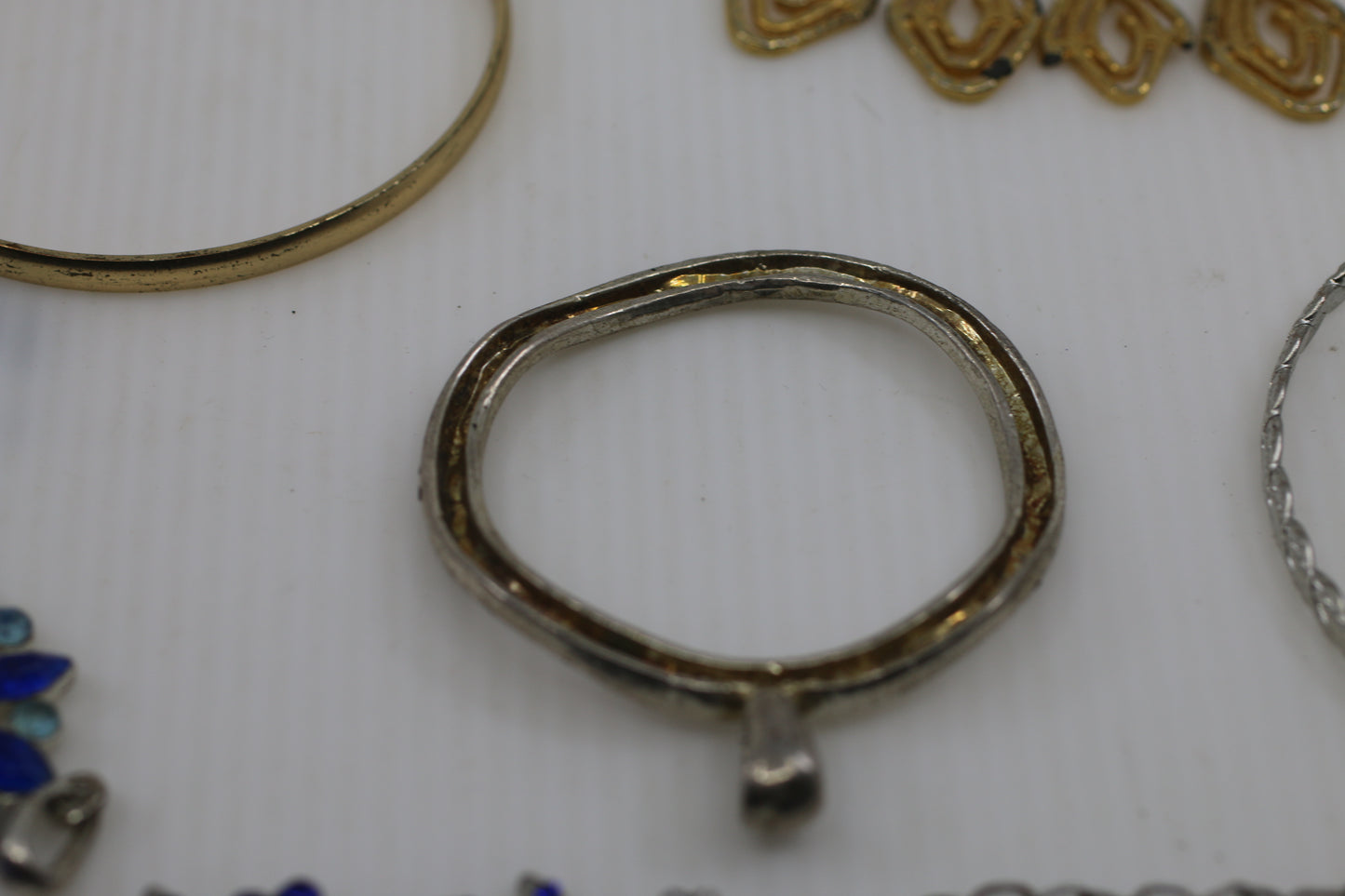 Large Vintage Costume Jewelry Lot – Bangles, Bracelets, Pendants, Charms & Necklace – Mixed Metals