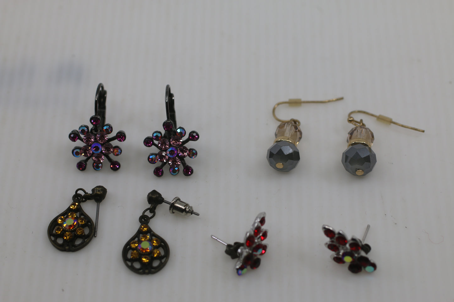 Vintage Costume Earrings Lot – Rhinestone, Crystal, Drop & Stud Styles – Mixed Set