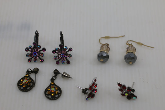 Vintage Costume Earrings Lot – Rhinestone, Crystal, Drop & Stud Styles – Mixed Set