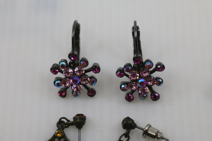 Vintage Costume Earrings Lot – Rhinestone, Crystal, Drop & Stud Styles – Mixed Set