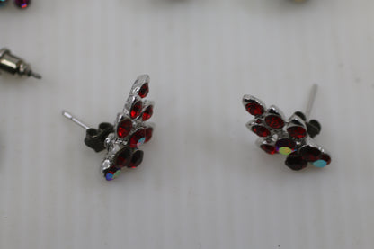 Vintage Costume Earrings Lot – Rhinestone, Crystal, Drop & Stud Styles – Mixed Set