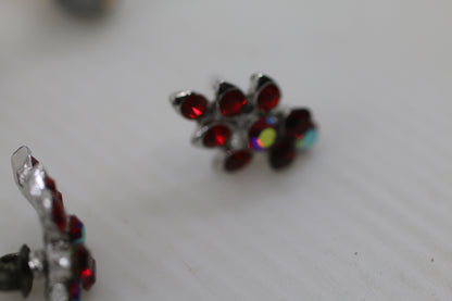 Vintage Costume Earrings Lot – Rhinestone, Crystal, Drop & Stud Styles – Mixed Set