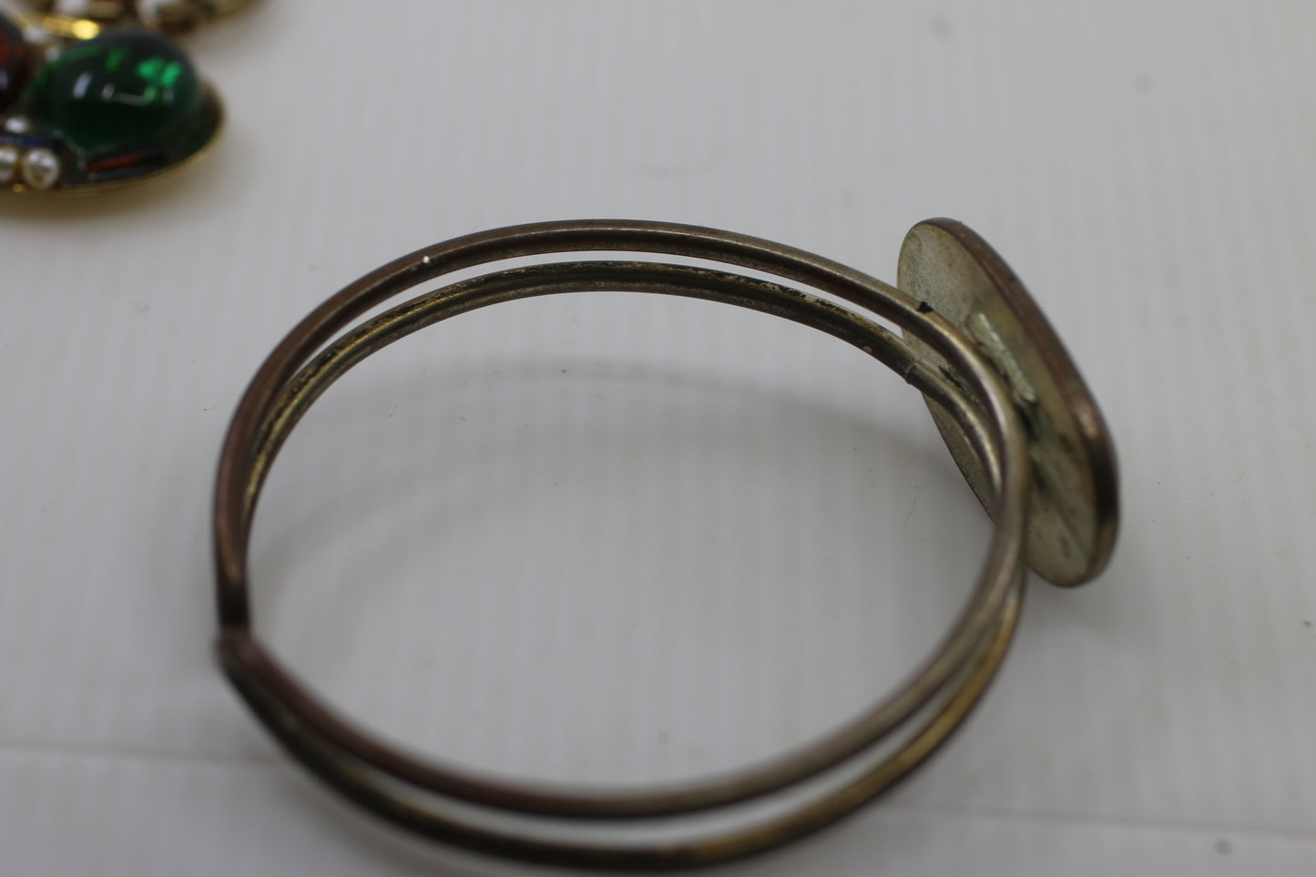 Vintage Mixed Jewelry & Trinket Lot — Cuff Bracelet, Keychain Pendant & Metal Bookmark